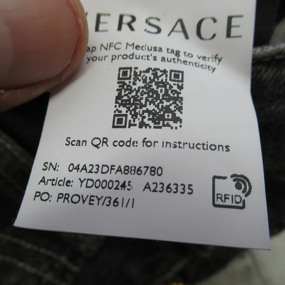 Versace Jeans Youth 6A 22X21 Gray Logo Graphic‎ Button Waist Straight Italy Made